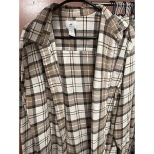 H&M Brown Plaid Casual Button Down Shirt